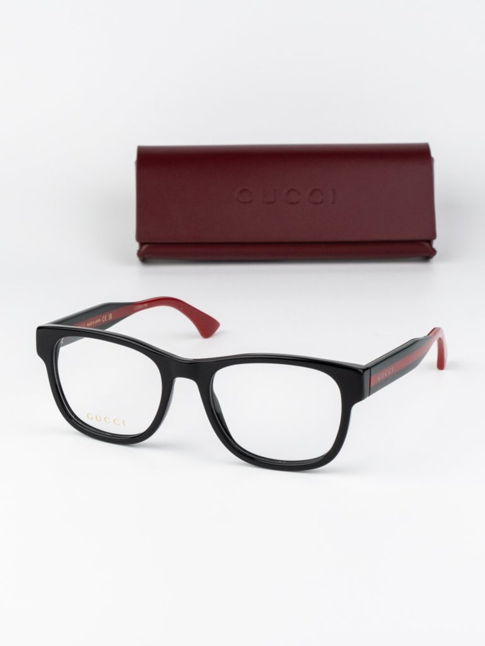 Gucci Men Eyeglasses Black Green Square GG0004ONN 001 NEW AUTHENTIC
